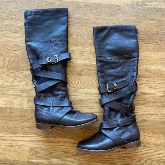 Chloe Erin Prince Leather Buckled Knee High boots size 6 - Picture 1 of 15